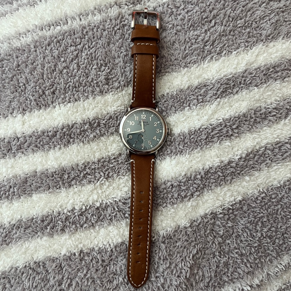 Shinola Brown Leather Strap Watch with Gray Dial